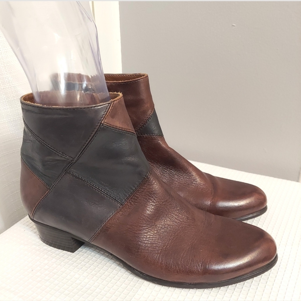 Regade Le Ciel Patchwork Leather Booties Low Heel… - image 1